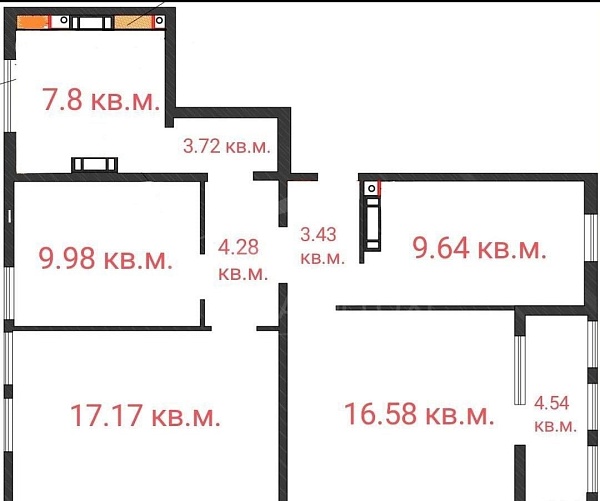 3-х комнатная квартира 70,8 м2, на 8/10 этаже дома в г. Севастополь, ул. Братьев Манганари